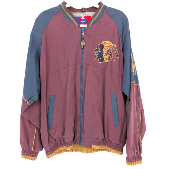 Rare VTG 90s Pro Player Mens Chicago Blackhawks NHL Bomber Jacket Hockey Medium - Picture 3 of 15